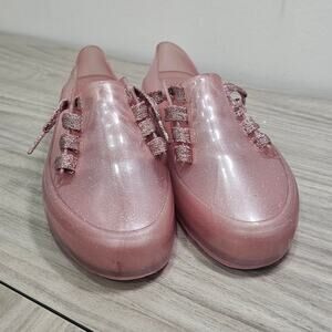 Mini Melissa Pink Ulitsa Sneaker Slip On Glitter Laces Girls USA 13 Rubber